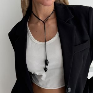 ADAM Plastic/Resin Beaded Tassel Long Necklace Minimalist Fashion Jewelry Sweater Chain Creative Adjustable Pendant Necklace Women Jewelry