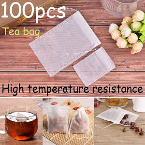 [Ready Stock+COD] 100Pcs Disposable Tea Bags Filter Bags for Tea Infuser with String Food Grade Non-woven Fabric Spice Herb Filters Teabags