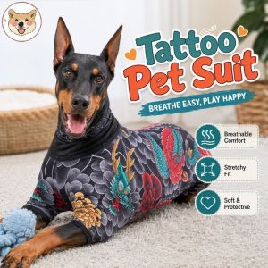 Pet Tattoo Dog Shirt Breathable Skin Friendly Clothes Dragon Print Puppy Outfit For Small To Large