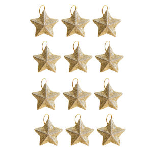 12Pcs Sparkling Stars Pendant Christmas Tree Hanging Pendant Glitter Star Party Christmas Decoration 5cm