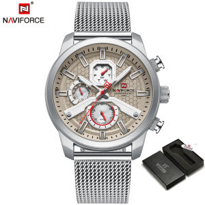 NAVIFORCE Top Original Brand Mens Watch Date Quartz Sport Fashion Stainless Steel Strap Casual Waterproof Luminous Men Watch