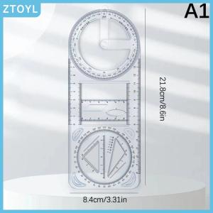 ZTOYL 1PCS Multi Functional 360 ° Movable Geometric Drawing Ruler For Primary School Mathematics Students Portable Transparent 3D Flat