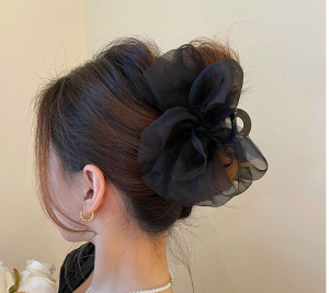 Elegant exquisite Gauze /Ribbon Bow Hair Clamp High-End Sense Hair Clip Large Size Shark Clip