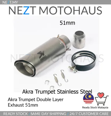 Akra Trumpet Double Layer Exhaust Ekzos 51mm R15 R25 Ninja250 Z8 Z9 Pulsar