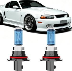 Halogen Headlight Bulbs Compatible with Ford Mustang 1988-1993 9004 High Low Beam Combo 6000K WhitePlug and Play Pack of 2