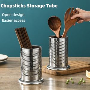 Stainless Steel Chopstick Tube Silver Chopstick Storage Tube Knife & Fork Storage Tube Cutlery Storage