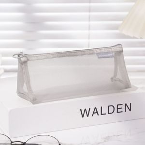 GONUUWGL Triangle Mesh Pencil Case Nylon Retro Color Zipper Stationery Bag Simple Storage Bag Transparent Bills Bag Student