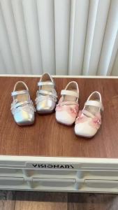 Sweet Butterfly Leather Flat Shoes for Baby Girls Elegant Pearl Soft Sole Anti-slippery Kids Shoes 2-12 Years Old