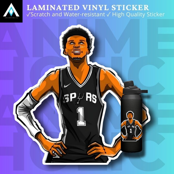 NBA THE ALIEN VICTOR WEMBANYAMA FAN ART DESIGN LAMINATED VINYL STICKERS ...