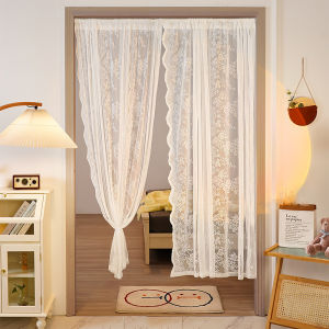 Eyre 2pcs Tirai Layar Tanpa Pukulan Renda Prancis Tirai Pintu Batang yang Dapat Ditarik Tirai Jendela Kecil Tirai Pendek Tirai Restoran Kamar Tidur Pemutaran Rumahnon-perforated screen curtain retractable rod door curtain