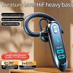 Single Ear Wireless Headset Driving Headphones Digital Display Business Noise Cancelling Headset Sports Earhook Earphones Long Battery Life