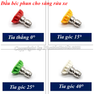 Đầu béc xịt rửa xe chỉnh tia 0-15-25-40 độ chất liệu thép không gỉ