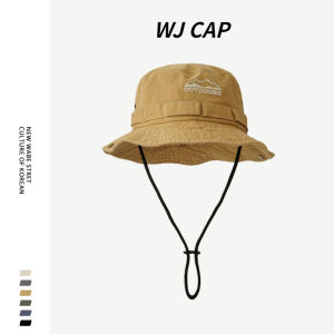 【WJ】Outdoor Fashion Washed Vintage Pot Hat for Men and Women Couples Travel Letter Embroidered Sunshade Fisherman Hat