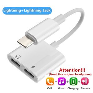 【Hàng có sẵn】 Bộ chia Bộ chuyển đổi tín hiệu âm thanh ánh sáng kép 2 trong 1 tương thích cho sạc iPhone/nhạc/cuộc gọi thoại/điều khiển có dây