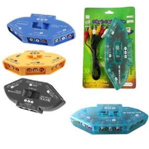 Audio Video - AV Switcher Selektor 3 Input 1 Output Selector Switch Box Plus Kabel RCA