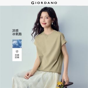 GIORDANO Women T-Shirt Regular Fit T-Shirt Slight Elasticity T-Shirt Knitted Fabric Item No. 13326242 High Quality Comfortabl...