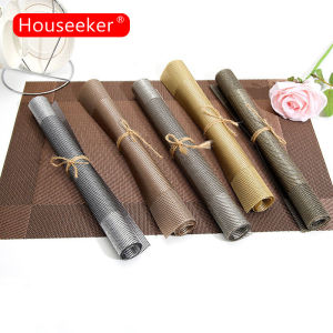 Houseeker Thảm Trải Bàn PVC Tái Sử Dụng Tấm Lót Đĩa Ăn Tối Khoét Lỗ Chống Trượt Cách Nhiệt Chống Thấm Nước Phụ Kiện Trang Trí Bàn Ăn Phòng Khách