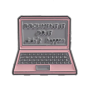 Stylish Pink Laptop Brooch Document It or It Didnt Happen Badge Metal Lapel Pin Accessory for Parties and Everyday Use