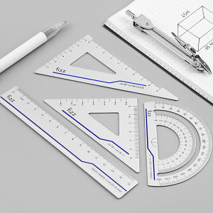 GuangBo【Rulers Series】 Frostef Alloy Sleeve Ruler Stencil /Ruler Set Including 15cm Ruler Isosceles Triangle Ruler Protractor Right Angle Triangle Ruler /20cm Soft Ruler Student Ruler/ 50cm Ruler Transparent Plastic Ruler/3M Measuring Tape