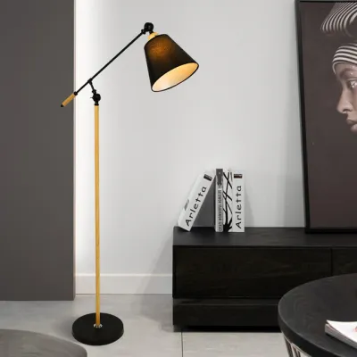 【Big-Sales】 Nordic White Black Wood Color Floor Lamp Modern E27 Floor Lamps Standing Corner Standing Lamp Metal Reading