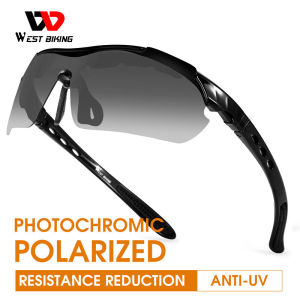 WEST BIKING Cycling Sun Glasses Photochromic Polarized Bicycle Glasses with Frame Outdoor UV400 Riding Eyewear For Men Women