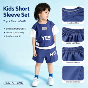 AILEBE Kids Sets Short Sleeve Top Shorts Set Soft Breathable Skin-Friendly Summer Wear Simple Stylish Design Easy To Match Unique Comfy Casual Outfit Pambahay OOTD For Baby Boys Girls 0-10 Years