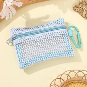 YAFEN Transparent Mesh Makeup Bag Stylish Portable Cosmetic Pouch With Zipper Flat Design For Toiletries And Makeup Storage