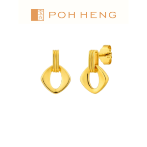 Poh Heng Jewellery 22K Rhombus Dangle Earrings in Yellow Gold[Price By Weight]