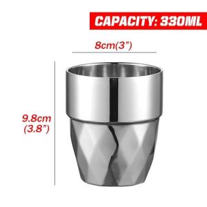Gelas Stainless Steel 304 Double Wall 330ml Desain Elegan Anti Karat untuk Minuman Panas dan Dingin