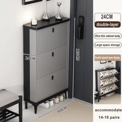 Shoe Rack Organize Cabinet 60/80/100CM Shoe Cabinet Wood Flip Shoe Cabine Storage ultra-thin Shoe Rack Cabinet Large Storage