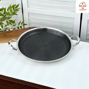 Chảo chống dính tổ ong chảo nướng Chockmen chảo pizza làm bánh bít tết chất liệu inox 18/10 chống dính ckm232 size 32cm
