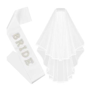 Khăn quàng vai có chữ Bride to be thanh lịch Sash Phụ kiện tóc cưới ngọc trai dải băng đám cưới Tây Sash tiệc độc thân