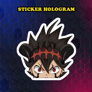 Stiker Hologram Asta black clover2 ukuran 7 cm