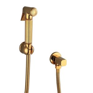 ชุดสเปรย์โถปัสสาวะหญิงห้องน้ำมือถือทองเหลือง เคลือบสีทอง พร้อม วาล์วก๊อกน้ำเติมสายต่อฝักบัว