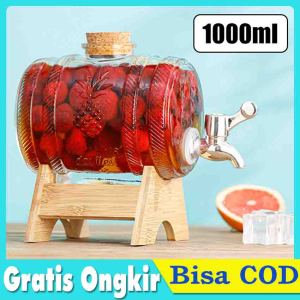 【Dikirim dlm 24jam】Dispenser Kulkas Minuman Dispenser Jus 1 Liter Kaca Tempat Jus Dispenser Jus Water Dispenser Kaca Dengan Kran