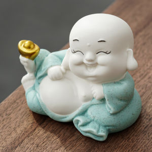 Modern Chinese Zen Ceramic Buddha Figurine - Wealth and Safety Home Decor