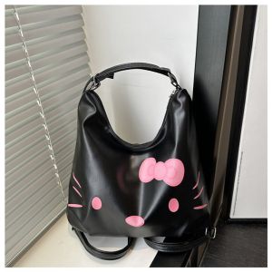 EERSHENSHI  กระเป๋าสะพายสไตล์น่ารักแบบเฮลโลคิตตี้ แฟชั่นฤดูใบไม้ผลิ ดีไซน์เก๋ เหมาะสำหรับใส่ของใช้ประจำวัน มีซิปและช่องใน
