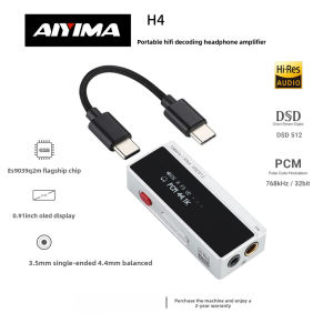 AIYIMA H4 Portable DAC Headphone Amplifier ES9039Q2M HiFi USB-C Audio Adapter for Phone/PC/Gaming
