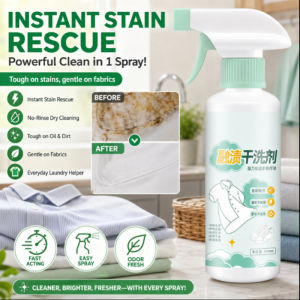 Dry Cleaner Stain Remover Instant Spot Cleaner No Rinse Quick Penetrating Oil Grease Decontamination Baby Safe Deodorizer Fresh Scent Laundry Detergent Clothing
