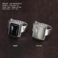 Solid 925 Sterling Silver Lucifer Rings with Black Onyx Natural Stone Handmade Statement Ring TV Show Jewelry. 