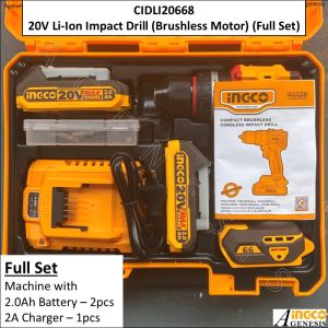 INGCO 20V Li-Ion Impact Drill (Brushless Motor) CIDLI206681 CIDLI20668