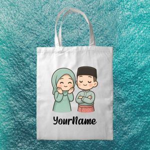Canvas Bag Cute Cartoon with Customize Name |No MOQ| Ready Stock Personalized Tote Bag Shopping Bag Beg Kanvas Comel Gift Bag