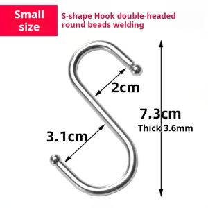 A set of durable metal S-hooks in extra large large medium and small sizes. Perfect for heavy-duty household tasks like organizing kitchen utensils or hanging clothes and cured sausages.