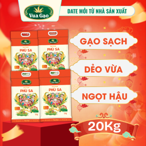 [Siêu Sale Tết] COMBO 4 TÚI Gạo Phù Sa Túi 5kg - Chính Hãng Vua Gạo - Gạo Dẻo Nhiều Ngọt Nhẹ Ráo Cơm  (Tổng 20kg)