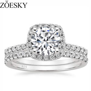 ZOESKY 1.25CT 925 Sterling Silver Bridal Rings Sets Cubic Zirconia Halo CZ Engagements Rings Wedding Bands for Women Promise Rings Size 4-10
