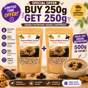 Oatmeal Black Sesame Walnut Mulberry - Instant Superfood Breakfast | High Fiber | Rich in Omega-3 & Antioxidants | Healthy Daily Nutrition
