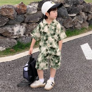 Summer Terno for Boy Shirt + Shorts Set Loose Fit Casual Outfit Trendy Breathable Suit for Kids Boy