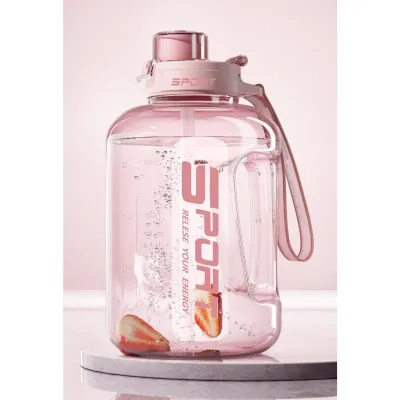 1.7L / 2.5L Capacity Sport Large Water Bottle c/w Strap Portable Plastic School BPA Free