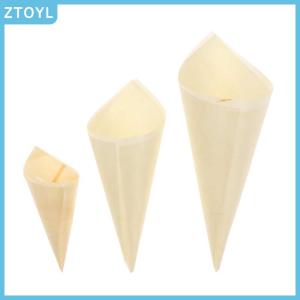 ZTOYL 50pcs Disposable Wood Appetizer Cones Ice Cream Cone Cups Party Candy Cones