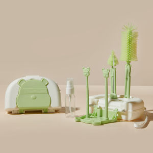 8 in 1 Baby Bottle Brush Set Portable Bottle Rack For Baby Foldable Bottle Drying Rack Set Multifunction Cleaning Tool